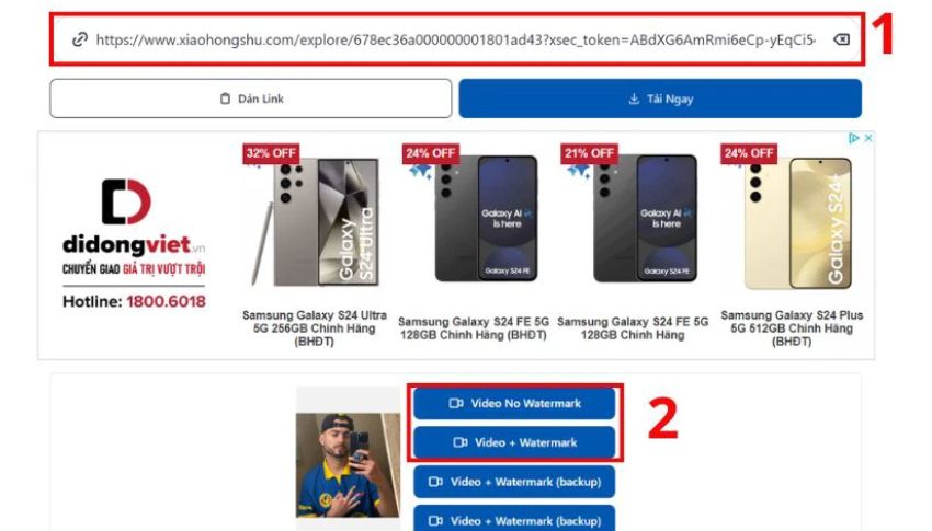 Dán link và chọn phiên bản download theo nhu cầu