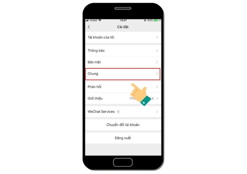 Chuyển đổi ngôn ngữ trong ví wechat pay