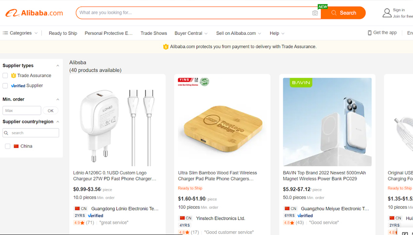 Truy cập vào website Alibaba để tạo tài khoản người dùng