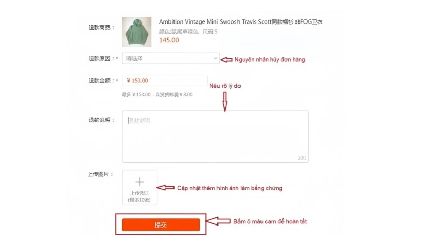 Cách huỷ đơn hàng trên web Taobao bằng máy tính