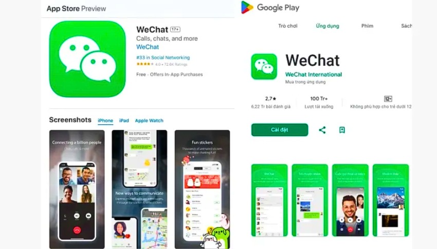 Bước 1: Tải wechat về điện thoại 