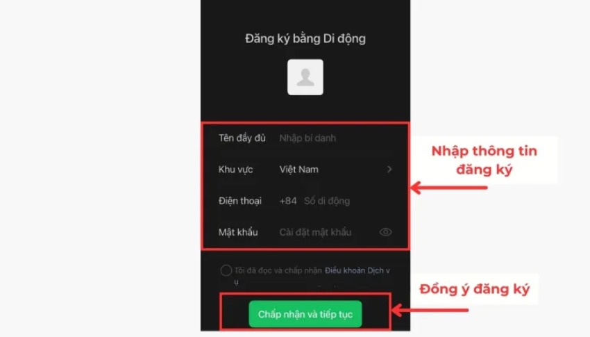 Nhập thông tin để nhận mã xác minh