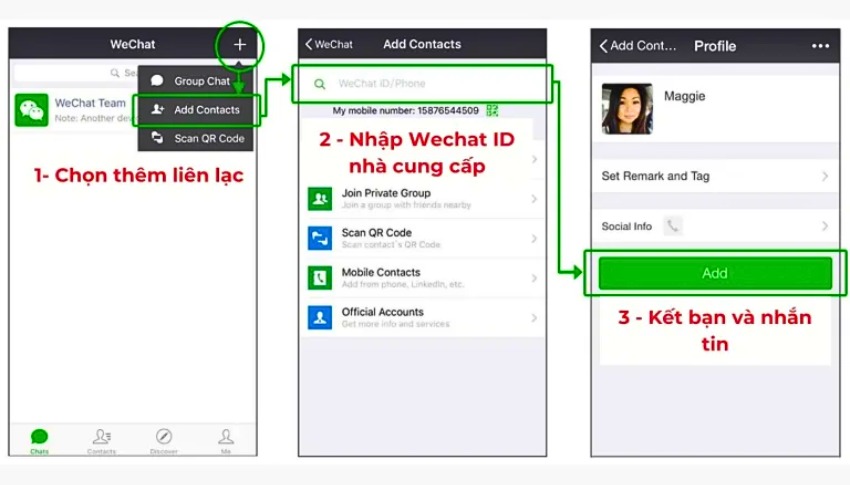Gửi lời mời kết bạn cho chủ shop bên Trung Quốc