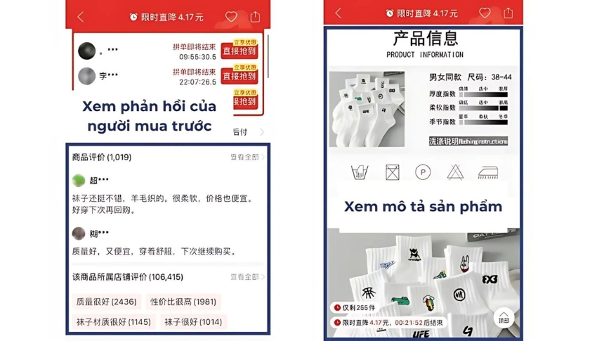 cách thêm sản phẩm vào giỏ pinduoduo hiệu quả là nên xem đánh giá sản phẩm trước