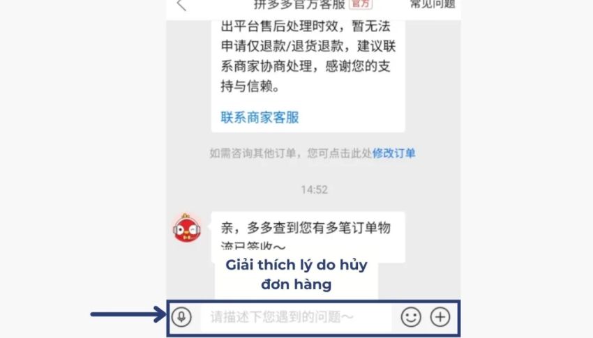 kiểm tra và xác nhận cần huỷ đơn pinduoduo