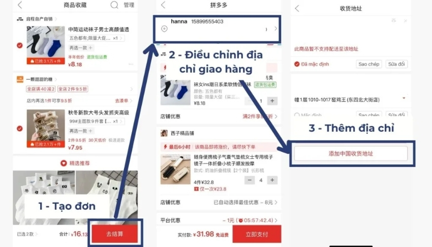 Tạo đơn hàng trên Pinduoduo