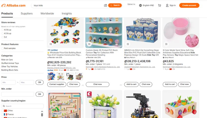 Ngành hàng đồ chơi cho trẻ em