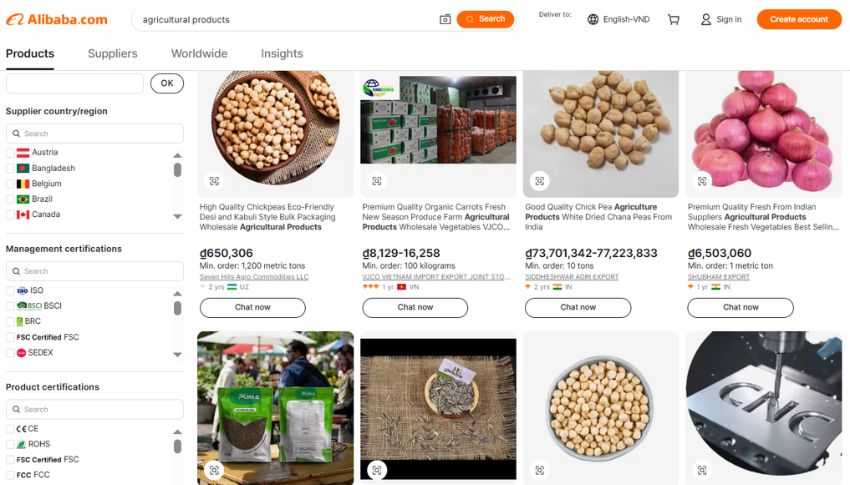 Ngành hàng thực phẩm và nông sản nội địa