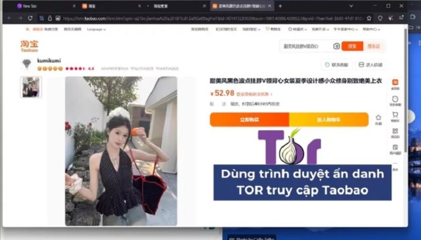 Vào trang Taobao bằng trình duyệt ẩn danh, TOR Browser