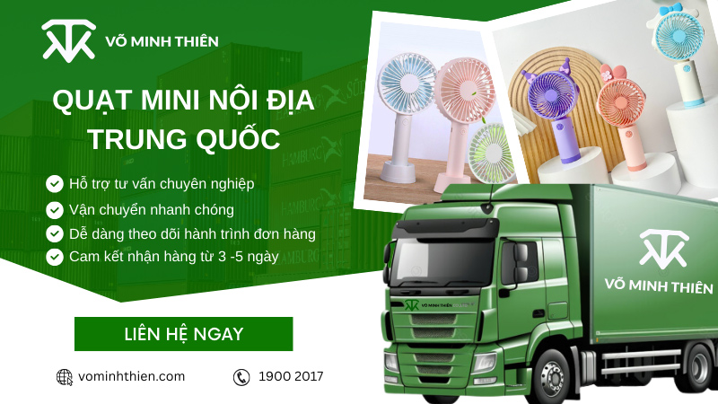 Nhập hộ quạt mini cầm tay Trung Quốc trọn gói tại Võ Minh Thiên