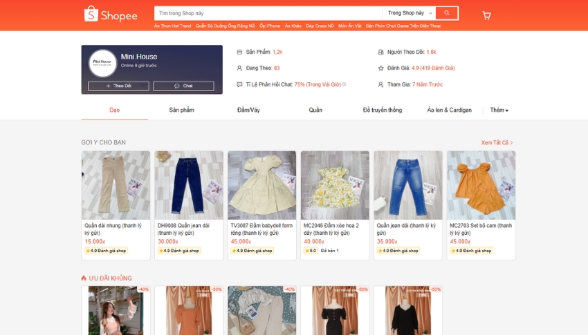 shop đồ taobao trên shopee chuyên quần jean, kaki