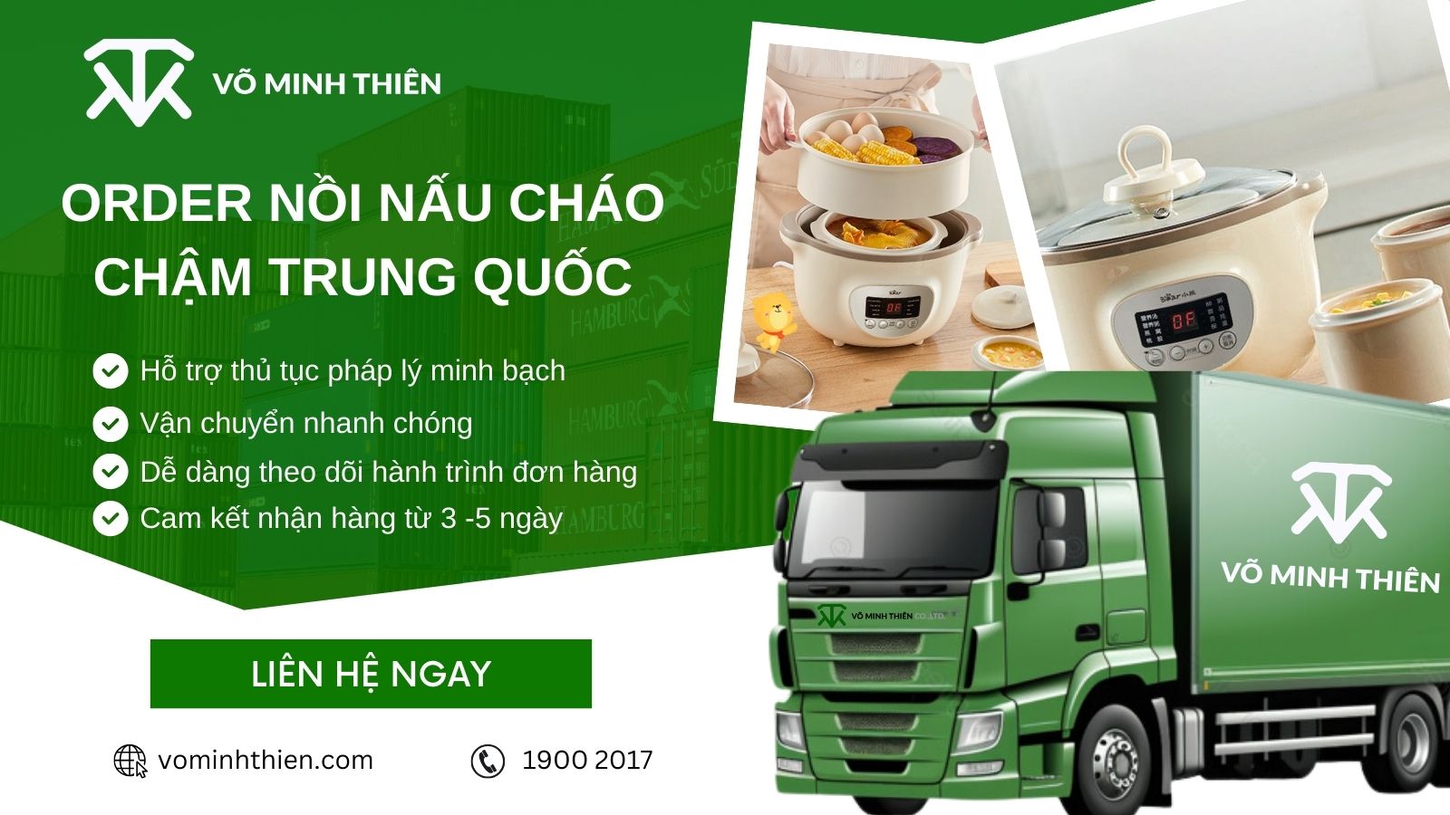 Nhập nồi nấu cháo chậm nội địa Trung qua Võ Minh Thiên