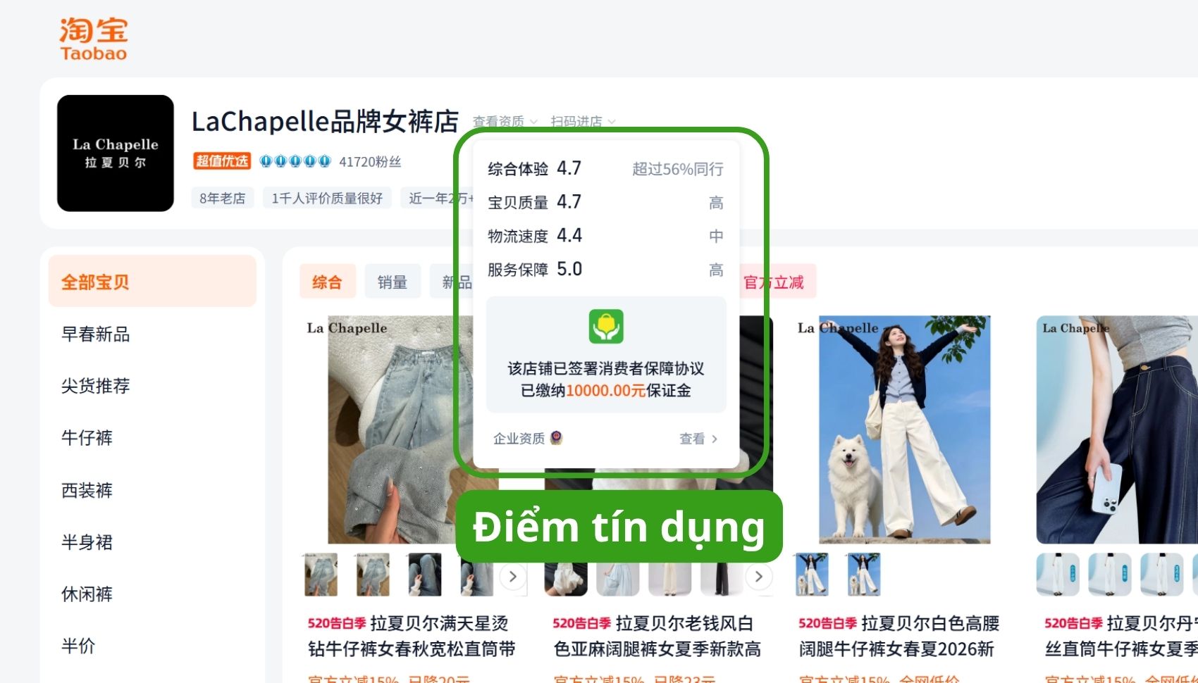 Đánh giá shop uy tín trên Taobao qua điểm tín dụng